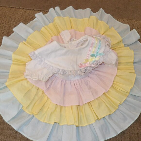 Pastel Rainbow Baby Girl Dress Kandy Ann Vintage Dress Size 12 Months - Picture 11 of 15
